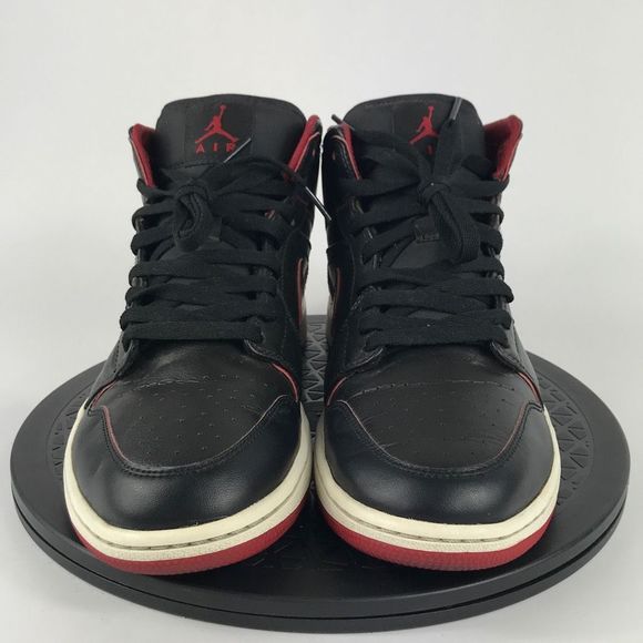 Nike Air Jordan 1 Retro Mid Black/Red 2015 554724-028 Men’s Size 10.5 - Picture 2 of 12